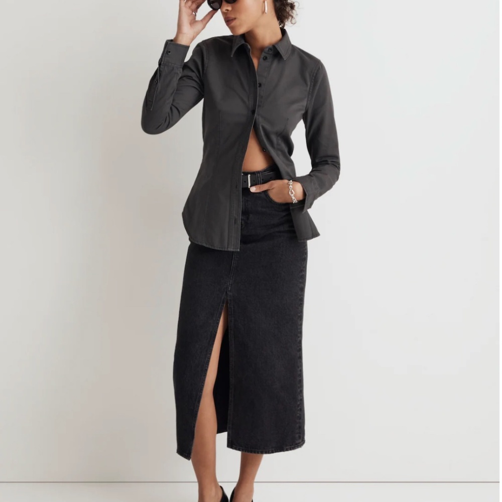 MADEWELL Darted Button-Up Fitted Shirt in (Re)generative Chino Sz 16 NWT